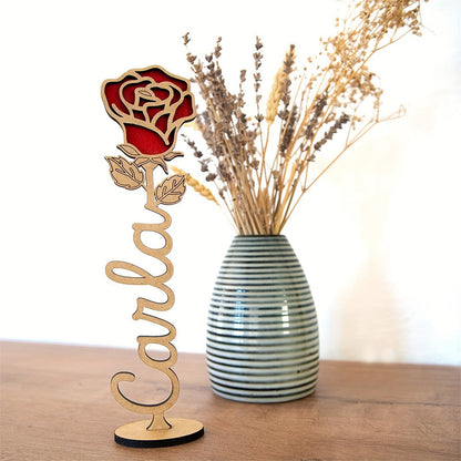 Personalized Wooden Rose Tabletop Decor