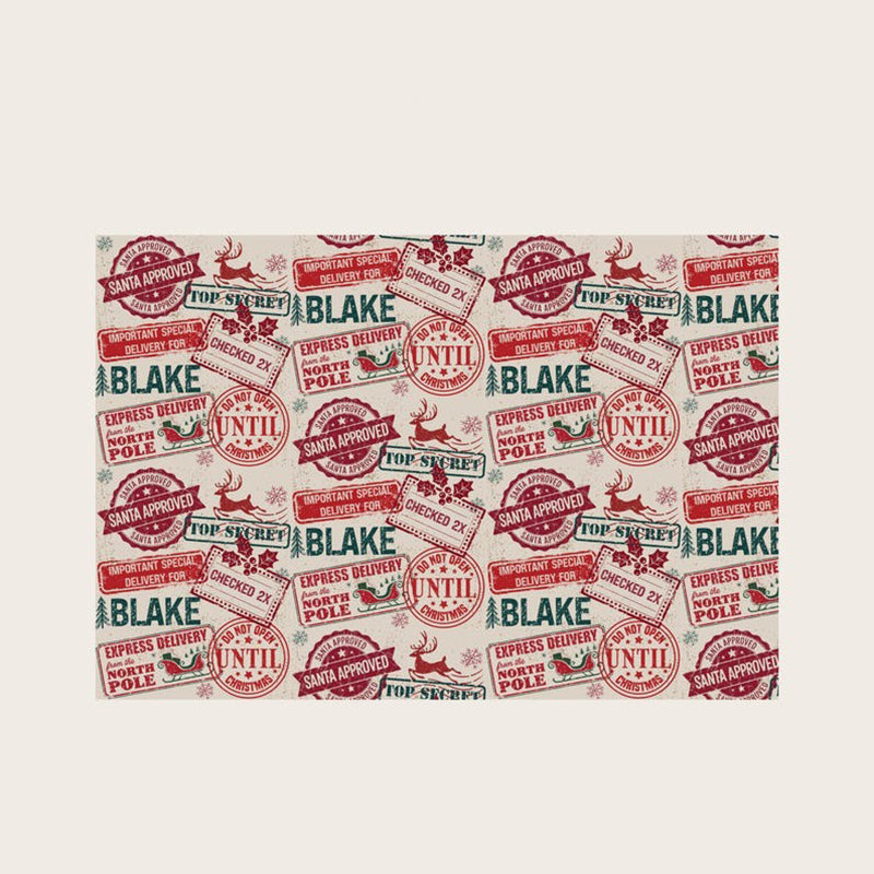 Holiday Repeating Name Personalized Wrapping Paper Christmas Wrapping Paper