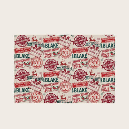 Holiday Repeating Name Personalized Wrapping Paper Christmas Wrapping Paper