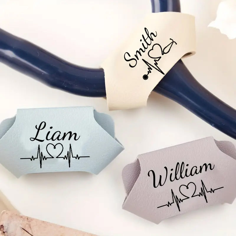 Personalized Faux Leather Stethoscope Name Tags