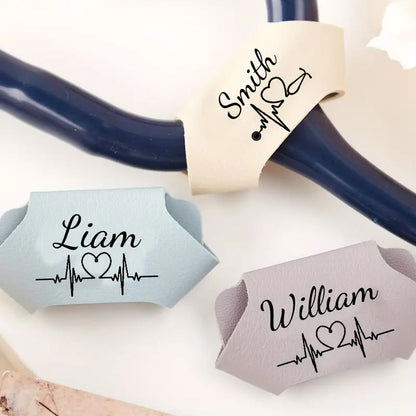 Personalized Faux Leather Stethoscope Name Tags