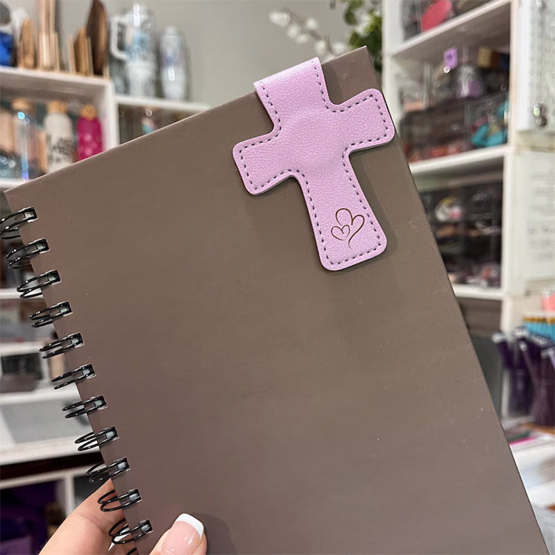Personalized Cross Leather Magnetic Bookmark, Engraved Reader Gift
