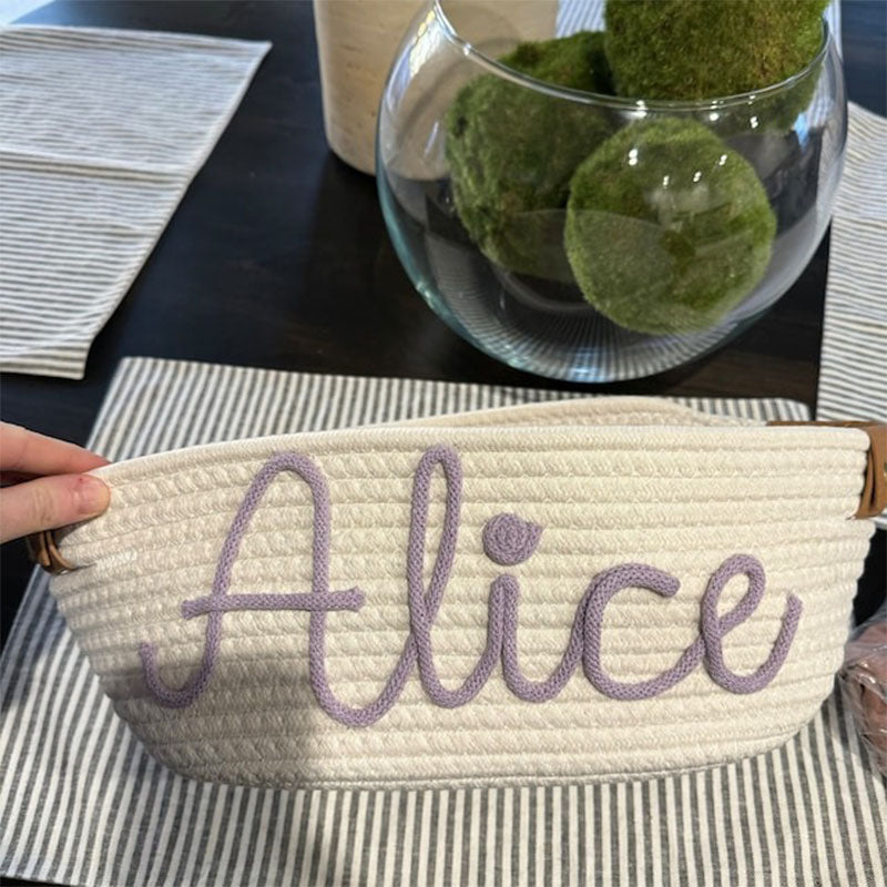 Personalized baby shower rope cotton baskets