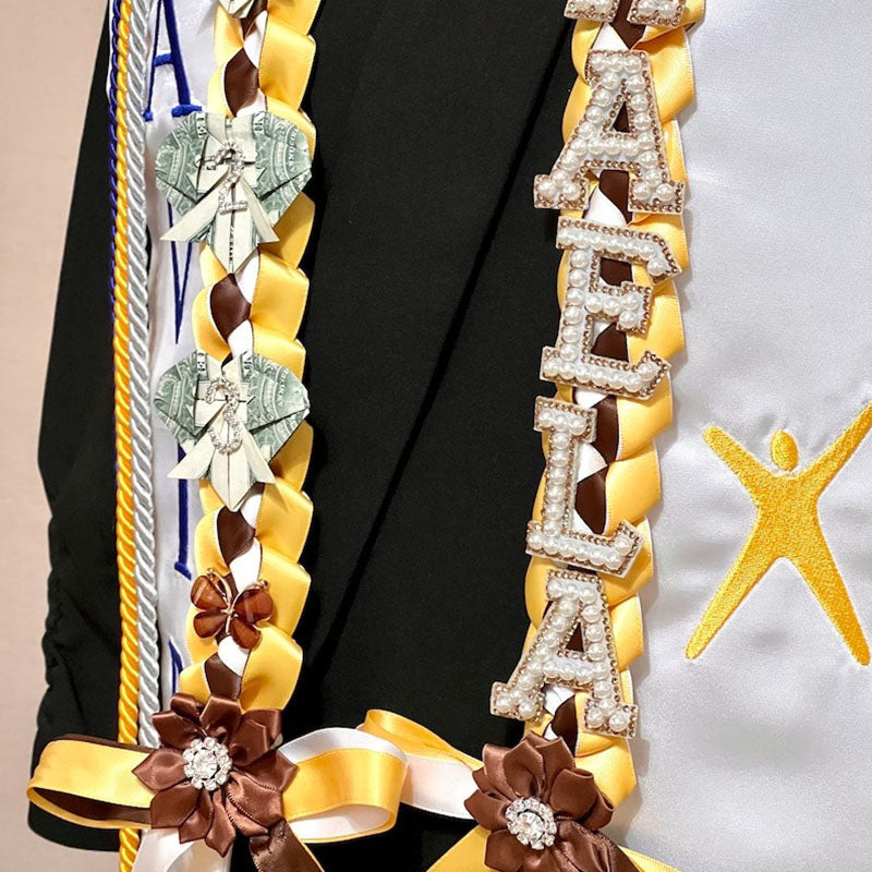 Graduation Lei, 2-Color Double Braid with Paper Decoration, Personalized Letters & Numbers