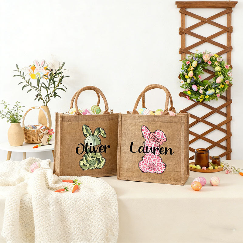 Personalized Easter Tote bag with Bunny,Easter Basket gift,Easter Bag with Name,Easter Gift
