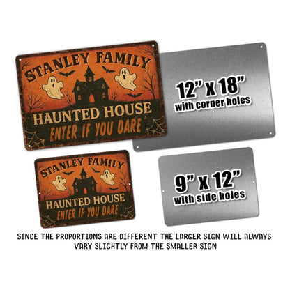 Custom Halloween Haunted House Metal Sign