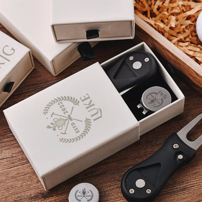 Personalized Golf Ball Marker Set with Custom Retractable Divot Tool