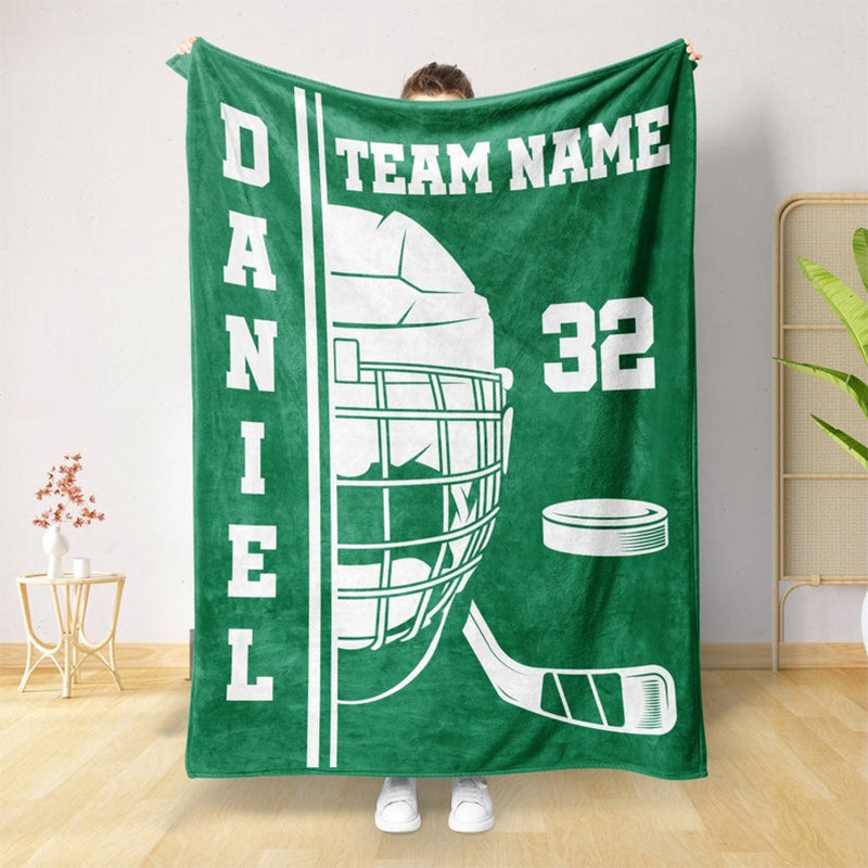 Personalized Hockey Team Blanket: Custom Name & Number Soft Blanket