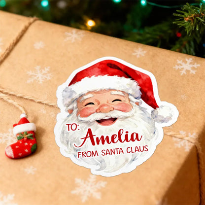 Personalized Santa Christmas Sticker/Christmas Name Tag