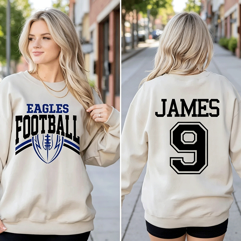 Custom Football Team Name & Number Sweatshirt Football Mom Sweatshirt Football Team