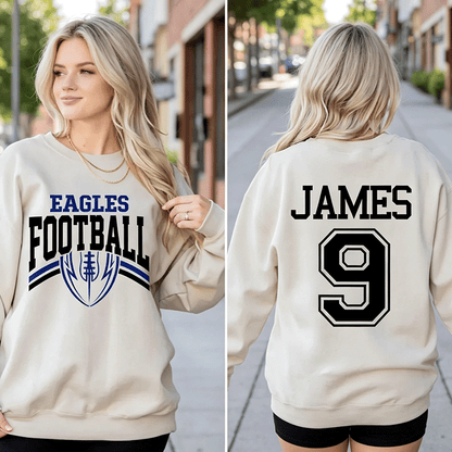 Custom Football Team Name & Number Sweatshirt Football Mom Sweatshirt Football Team