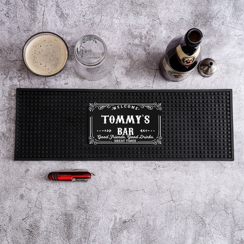 Bar Mat, Personalized Home Bar Coffee Bartender Mat Present