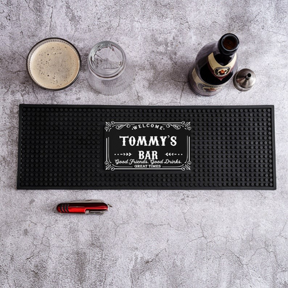 Bar Mat, Personalized Home Bar Coffee Bartender Mat Present