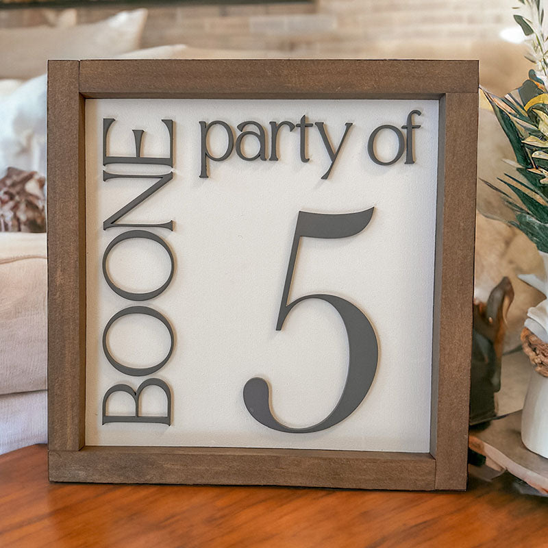 Party of 3 Sign, 3D Number Sign, Last Name Sign, Custom Family Name Sign