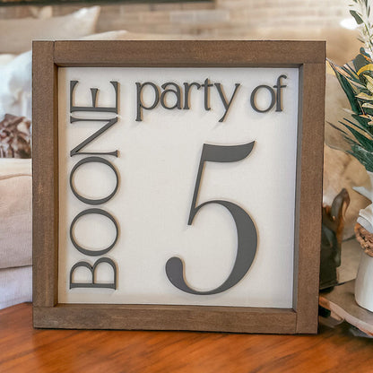 Party of 3 Sign, 3D Number Sign, Last Name Sign, Custom Family Name Sign