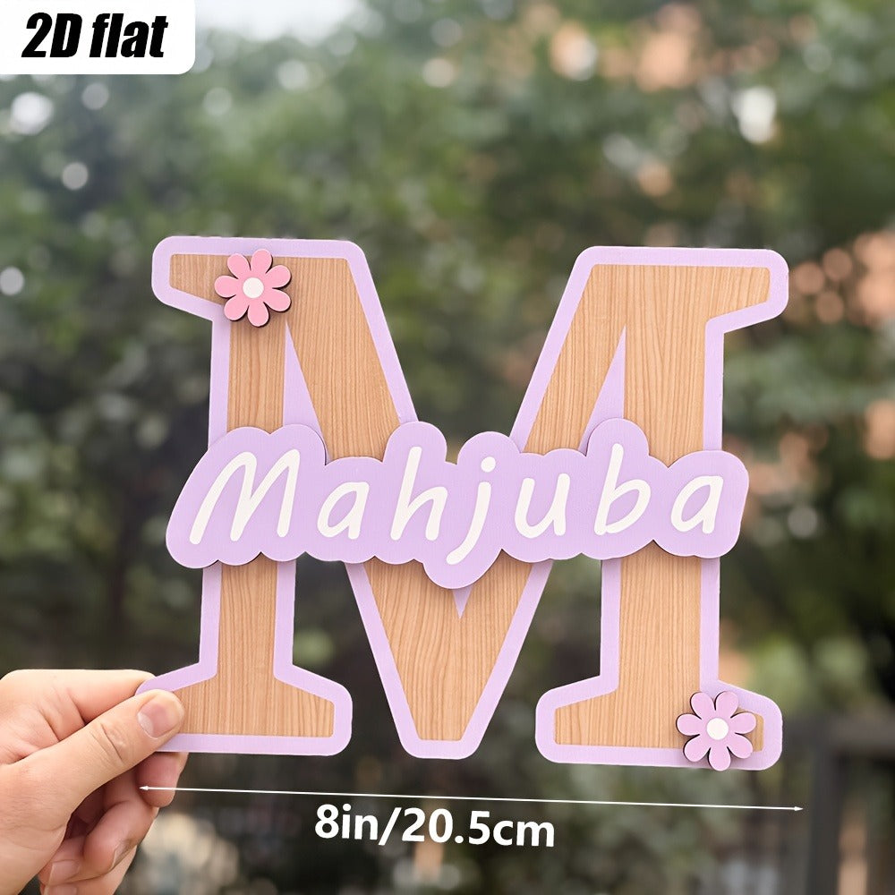 Customizable Initials Wall Art - Personalized Name with Floral Accents