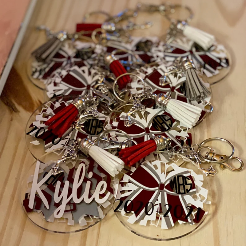 Personalized Cheerleader Keychain – Acrylic Cheer Team Gift