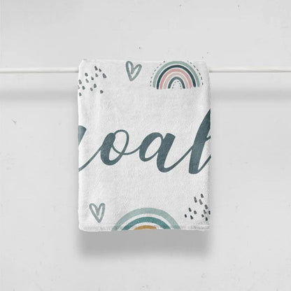 Personalized Baby Blanket For Girls or Boys with Name, Custom Kid Blanket with Boho Rainbows, Hospital Coming Home Blanket