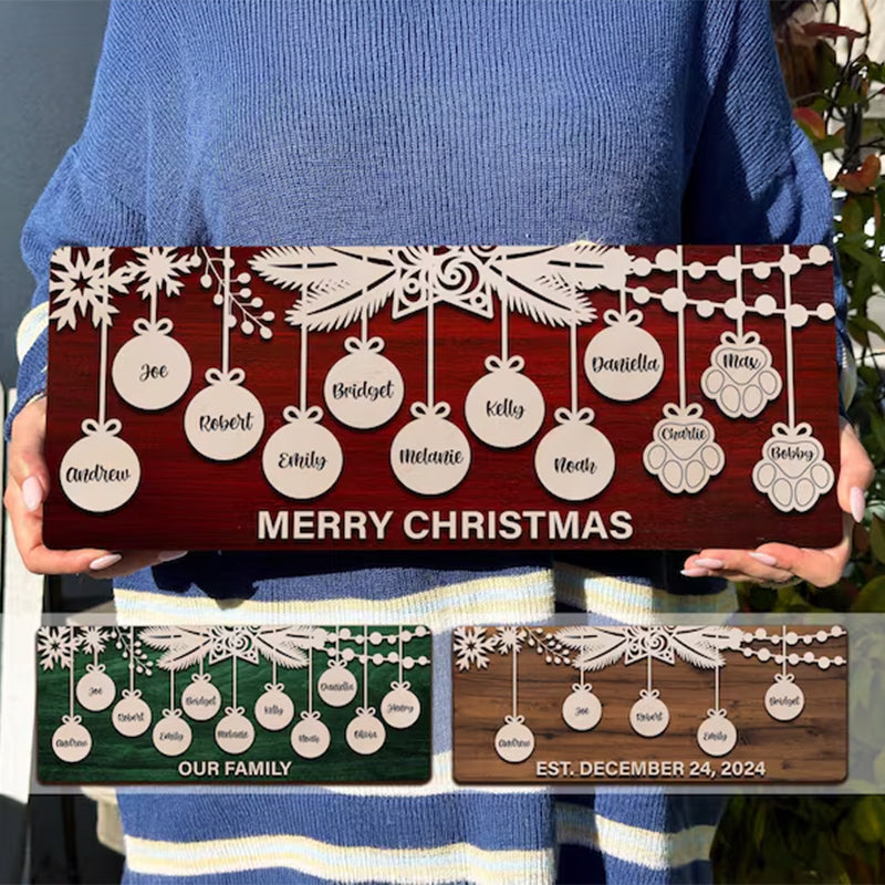 Family Christmas Decoration, Personalized Christmas Name Sign
