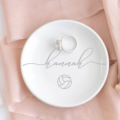 Volleyball Jewelry Dish, Volleyball Team Gift, Personalized Ring Dish, Trinket Dish
