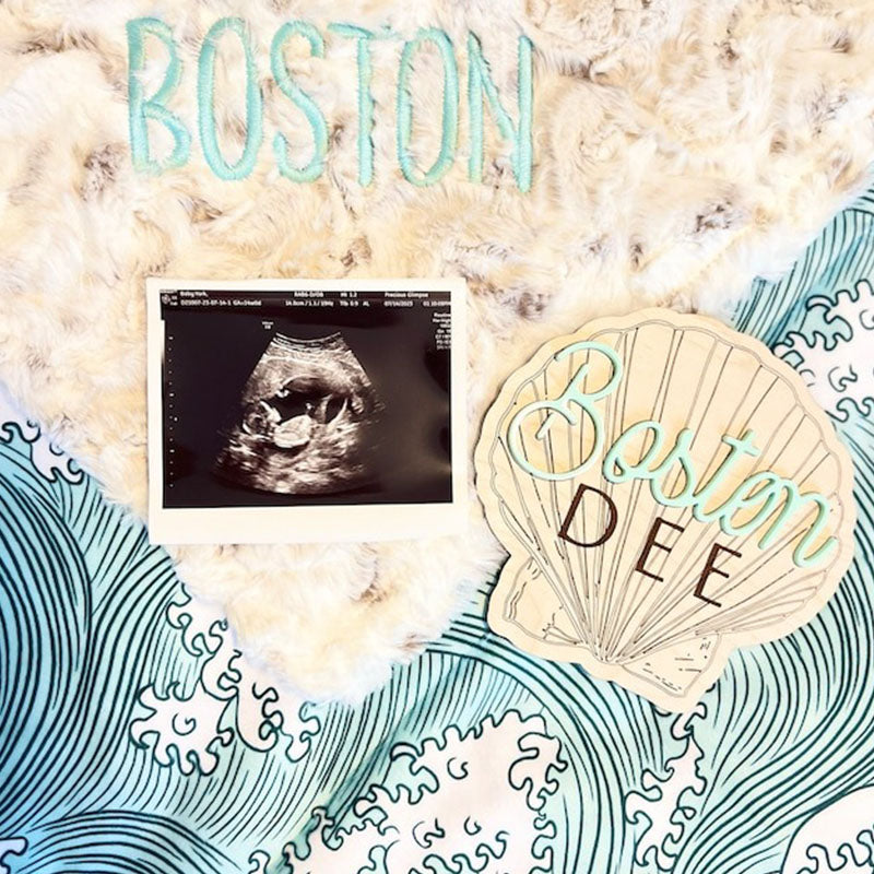 Personalized Beachy Baby Announcement Sign for Footprint Imprint
