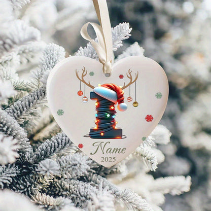 Personalized Christmas Initial Name Heart-Shaped Ornament