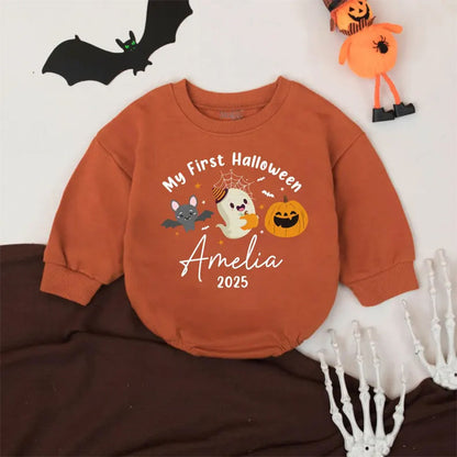 My First Halloween Baby Romper, Personalized Name Bodysuit, First Halloween Outfit