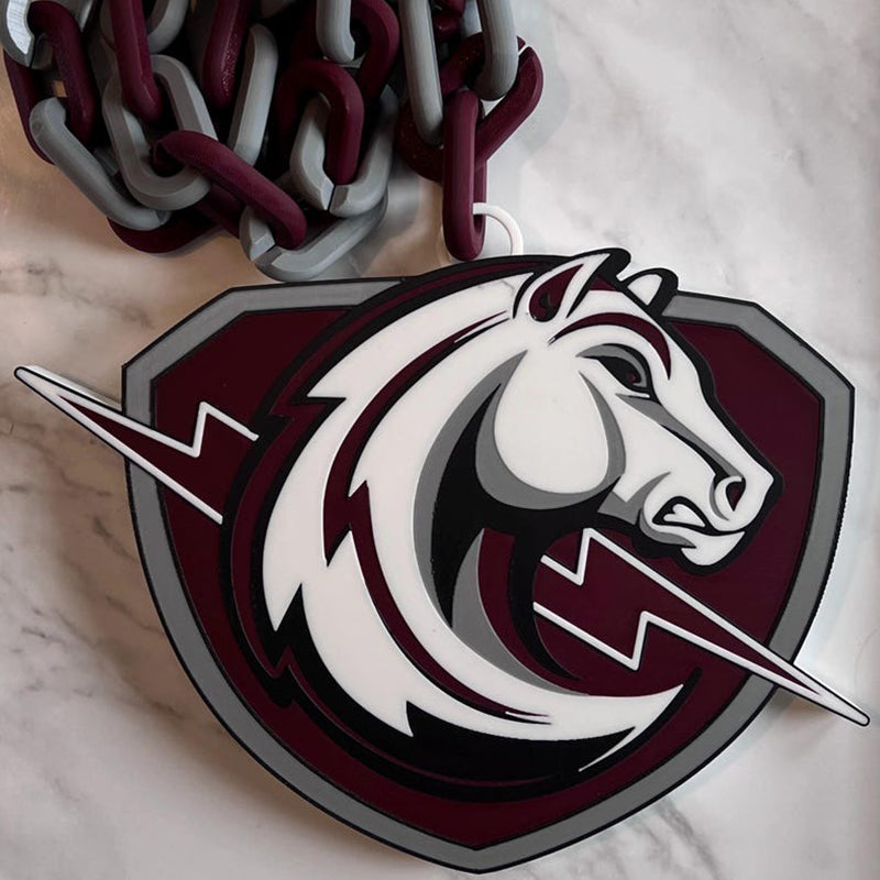 Custom Sports Turnover Chain, Oversized Medallion, Team mascot, Custom Colors