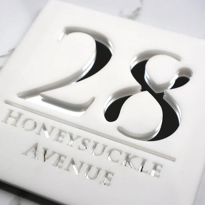 Laser Cut Matt Black & Copper Mirror Floating House Signs Door Number Sign Plaque