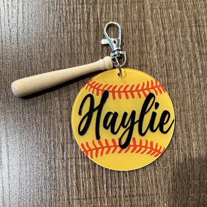Personalized Sport Bag Keychain Softball Baseball Keychain Bag Name tag