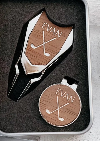 Personalized Divot Tool Set, Ball Marker, Golf Gifts for Men