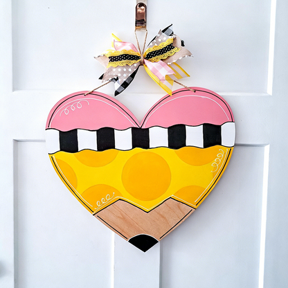 Heart Door Hanger, Pencil Door Hanger, Gift For Teacher Friends, Personalized Teacher Gift