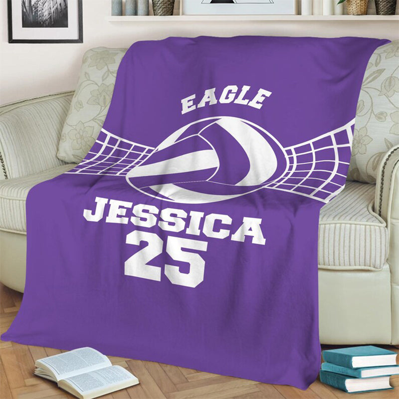 Personalized Volleyball Blanket, Custom Name Number Soft