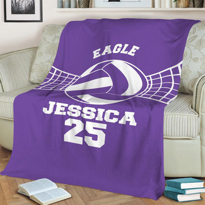 Personalized Volleyball Blanket, Custom Name Number Soft