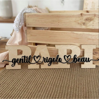 Personalized wooden word LOVE,FAMILY, MOM ,MAMIE engraved in wood
