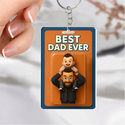 Personalized Father's Day Gift For Dad, Custom Photo Dad And Kids Action Figure Acrylic Block