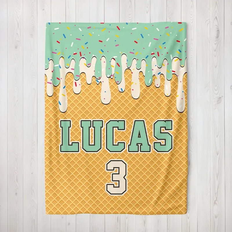 Custom Baseball Drip Plush Blanket: Personalized Kid's Birthday Gift
