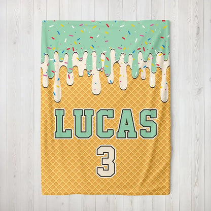 Custom Baseball Drip Plush Blanket: Personalized Kid's Birthday Gift