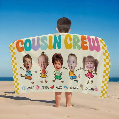 Personalized Cousin Crew Beach Towel With Names, Beach Towel For Cousin
