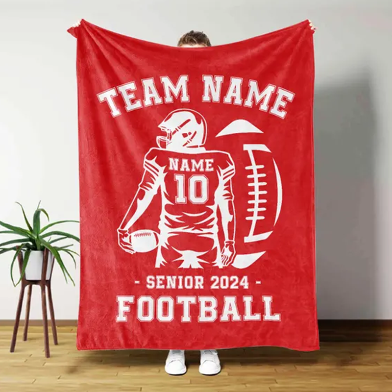 Name Football Senior Gift for Football Team Personalized Football Blanket