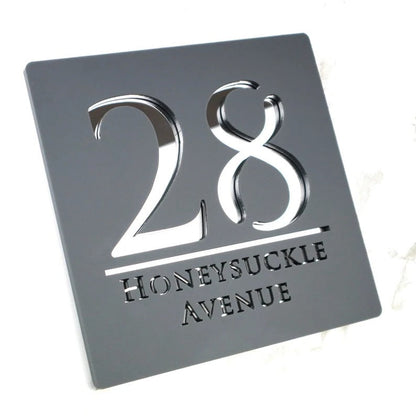 Laser Cut Matt Black & Copper Mirror Floating House Signs Door Number Sign Plaque