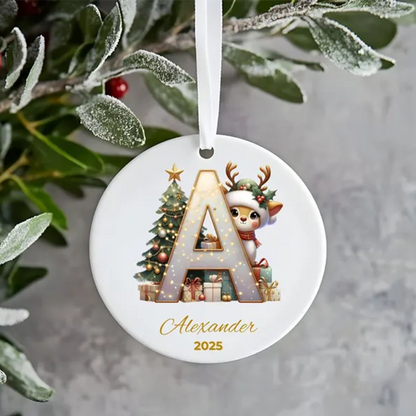 Custom Letter ornament, Christmas Letters Clipart, Christmas Reindeer
