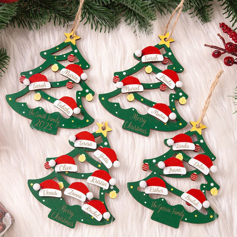 2025 Christmas Ornament, Custom Wooden Family Christmas Tree Ornament