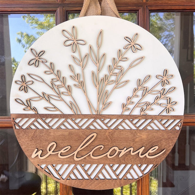 Wooden Welcome Door Hanger | Front Door Decor