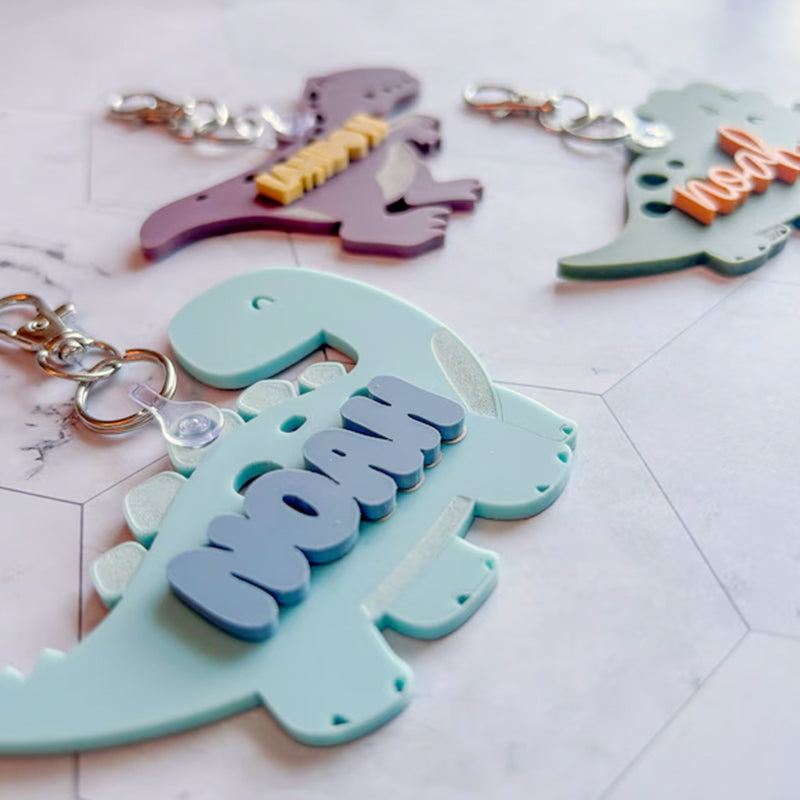 Dinosaur Backpack Tag, Acrylic Bag Tag, Diaper Bag Tag