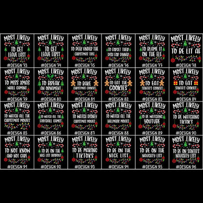 144 Quotes Most Likely to Christmas Shirt, Family Matching Christmas T-Shirts, Christmas Shirt