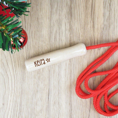 Personalised Wood & Coloured Children's Skipping Rope with Any Name