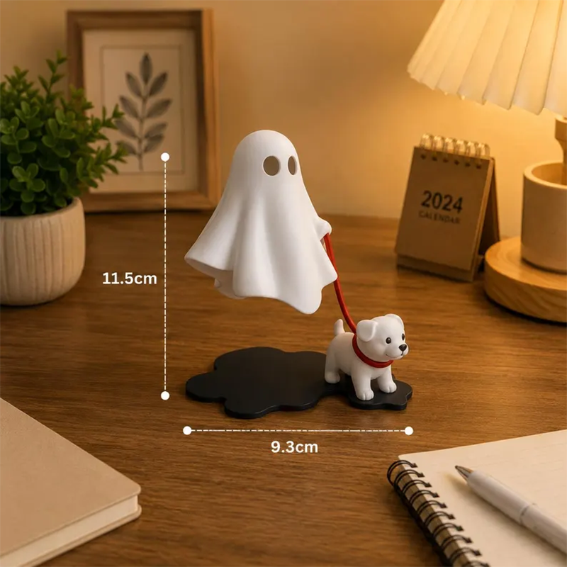 Cute Ghost Dog Figurine, Ghost Walker Desk Decor, Mini Ghost Statue