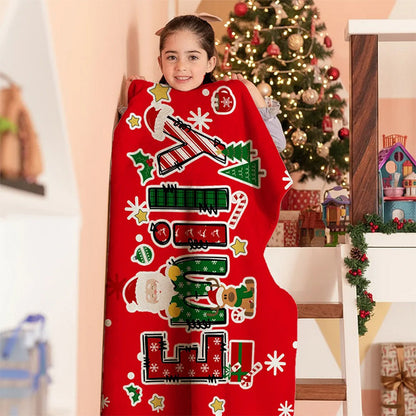 Personalized Christmas Reindeer Santa Claus Name Blanket