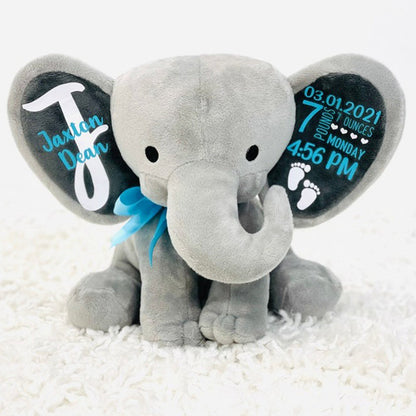 Personalized elephant, stuffed animal gift, baby shower gift, newborn gift